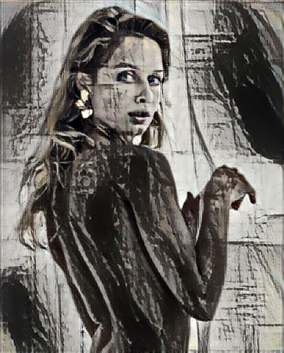 Wide portrait of a woman, rendered in abstract impressionist style