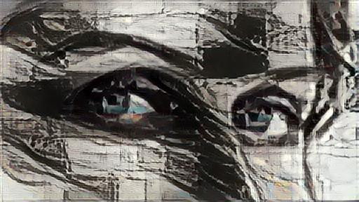 Extreme close-up of the subject’s eyes, rendered in abstract impressionist style